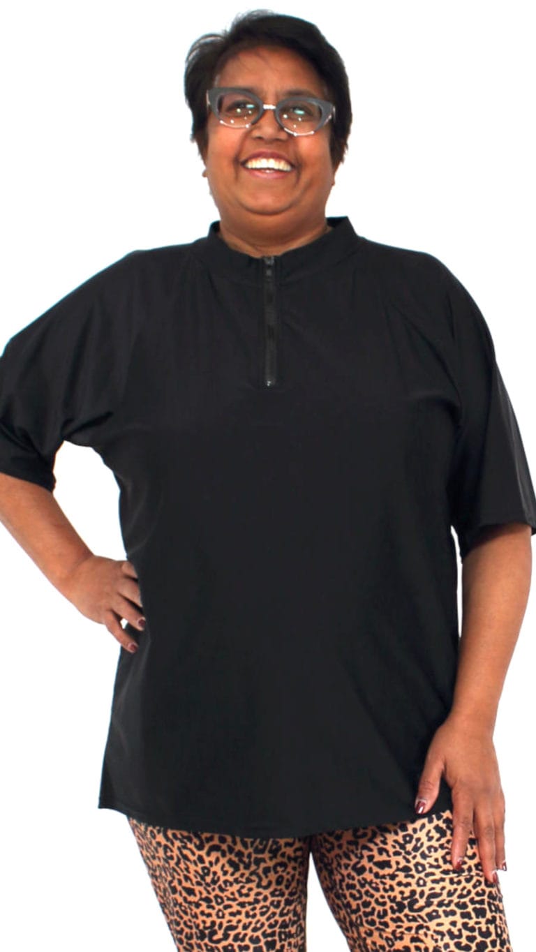 Plus Size Loose Fit Rash Guard with Zipper oceanroadswimwear