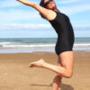 swimsuit with high neck and shorts
