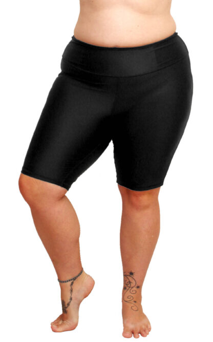 plus size womens above knee length swim tights with inner brief