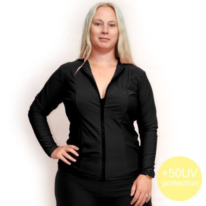 PLUS SIZE LONG SLEEVE WOMENS RASH SHIRT ZIP UP