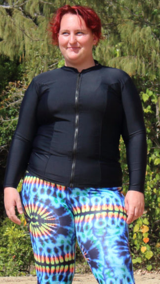 Plus Size Rash Guard with Front Zip Womens