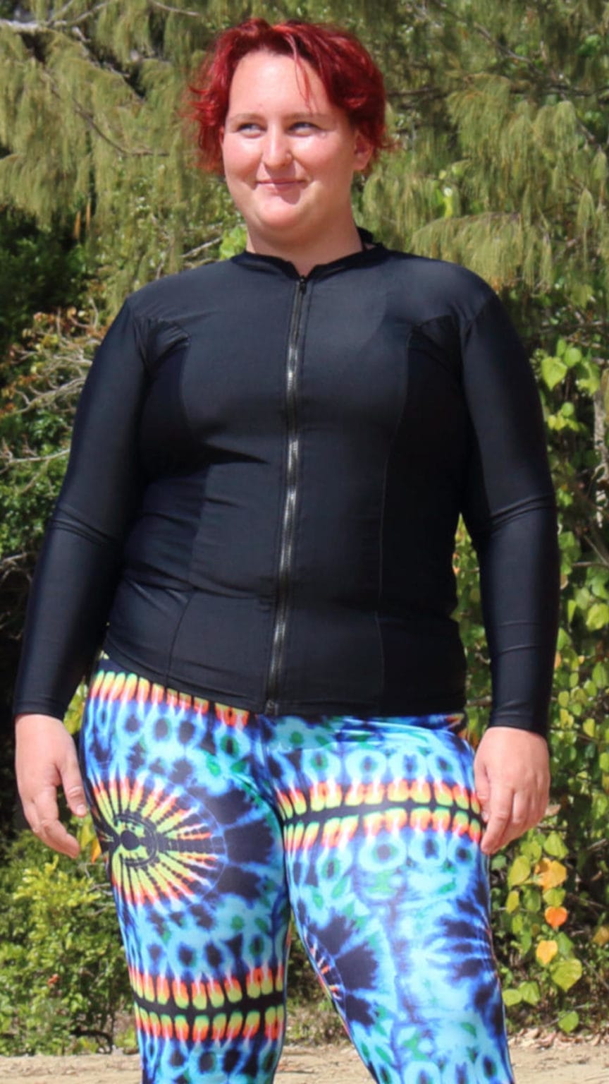 Womens Plus Size Rash Guard with Zip