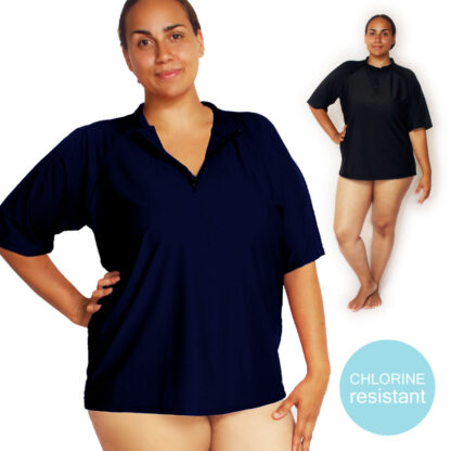 plus size loose fit swimshirt chlorine resistant for women
