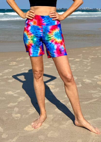 comfortable baggy colourful womens swim shorts with inner brief