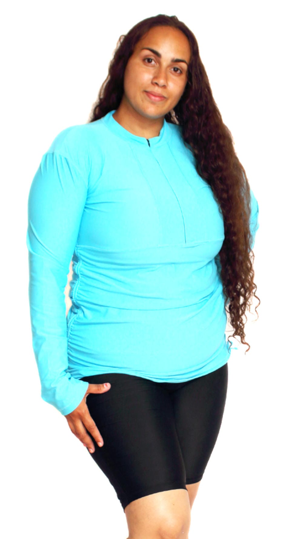 Plus Size Blue Rash Guard for Women oceanroadswimwear