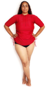 PLUS SIZE SHORT SLEEVE RED RASH GUARD SHIRT WOMENS