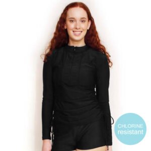 chlorine resistant long sleeve rash vest for women