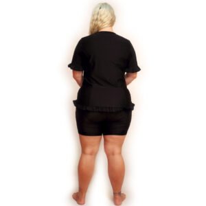 plus size womens rash guards with zip front short sleeve black