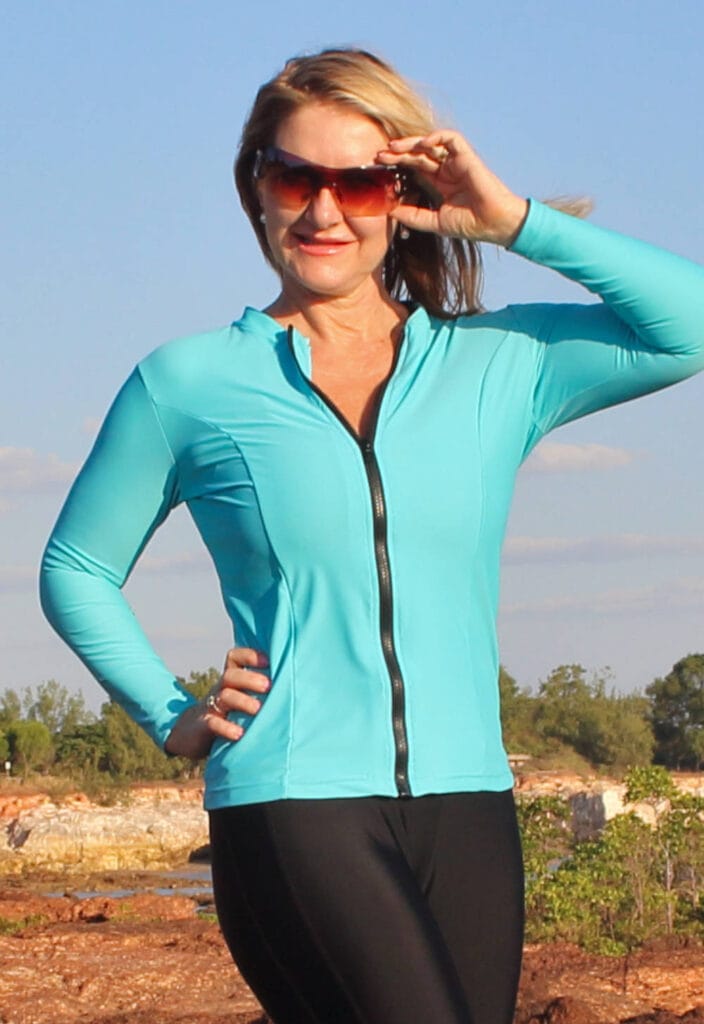 Zip Up Rash Guard with Long Sleeve PINK oceanroadswimwear