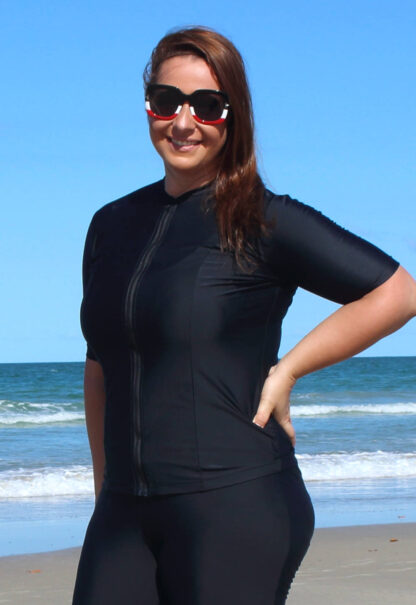 50UV sun Protective rashies for plus size women zip up