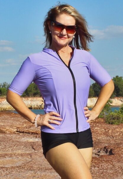 Zip Front Rash Guard Short Sleeve for women sale discount cheap