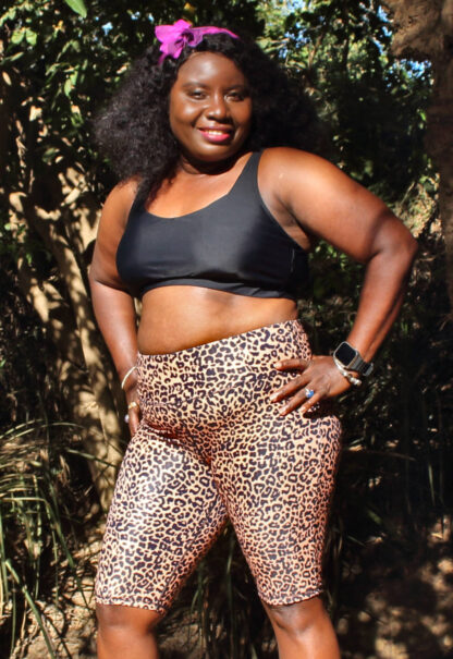 Plus Size Knee Length Leopard Print Swim Shorts Jammers