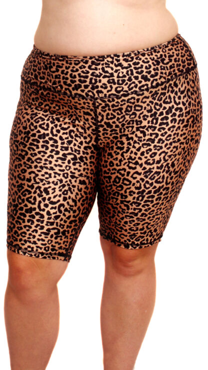 Plus Size Knee Length Leopard Print Swim Shorts Jammers For Women