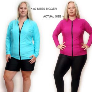 FOR-A-LOOSER-FIT womens rashies with front zip