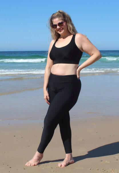 Plus Size Chlorine Resistant Swim Leggings For Women Ankle Length