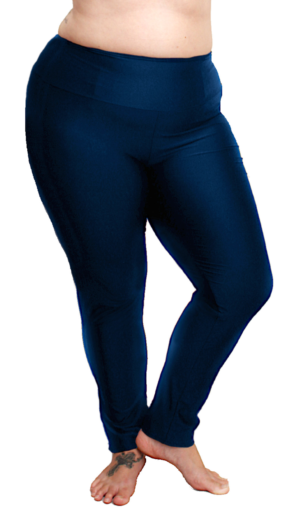 Women's Plus Sized Full Length Leggings-Navy Blue