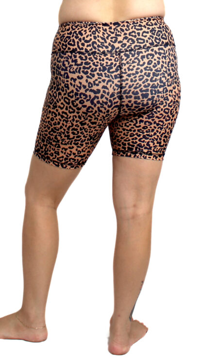 leopard print swim tights half quad above knee length