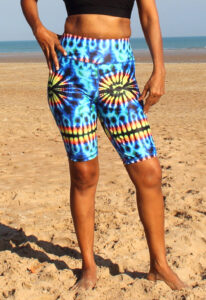 multi coloured Knee length Swim Shorts for women