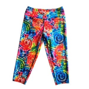 womens three quarter length cami swim leggings colourful pattern