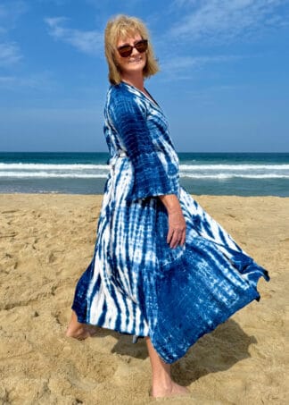 Beach Kimono Blue Hand Tie Dye