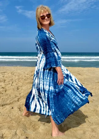 Beach Kimono Blue Hand Tie Dye