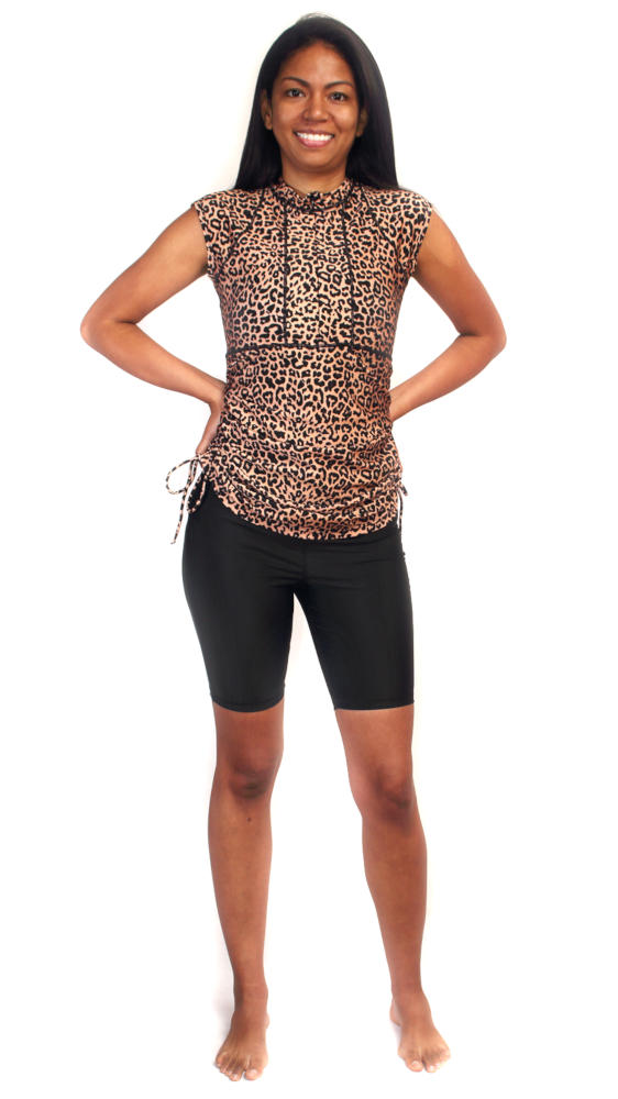 leopard Print sleeveless rash shirt for women