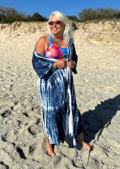 Beach Kimono Blue Hand Tie Dye - Image 4
