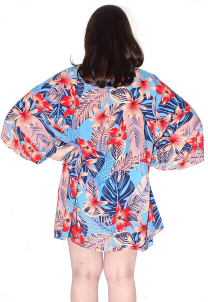 womens floral kimono red blue