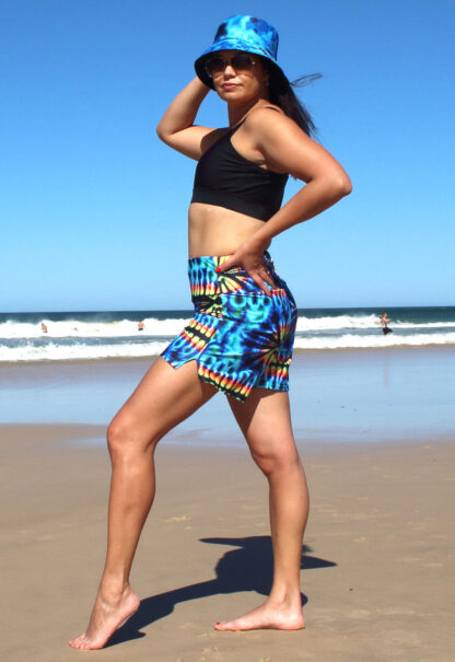 womens loose fit tie dye swim shorts