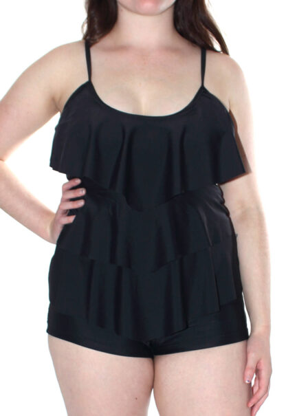 Plus Size Tiered Fills Tankini Top & Boyleg Bottoms