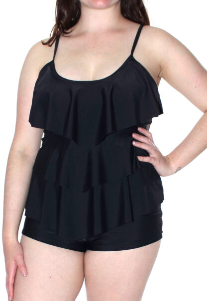 plus size ruffle tiered tankini set