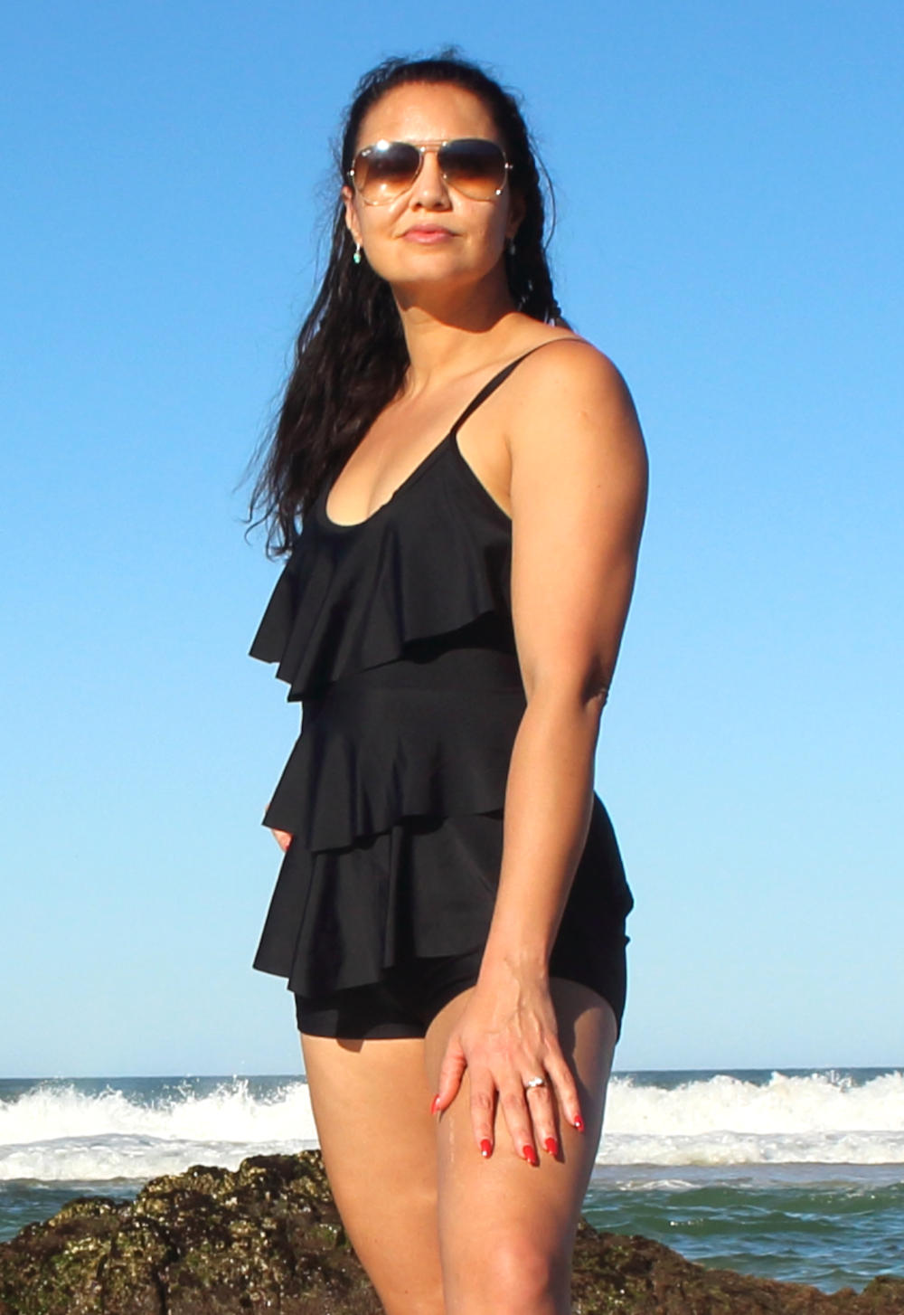 Ruffle Tankini Top Plus Size Set › oceanroadswimwear