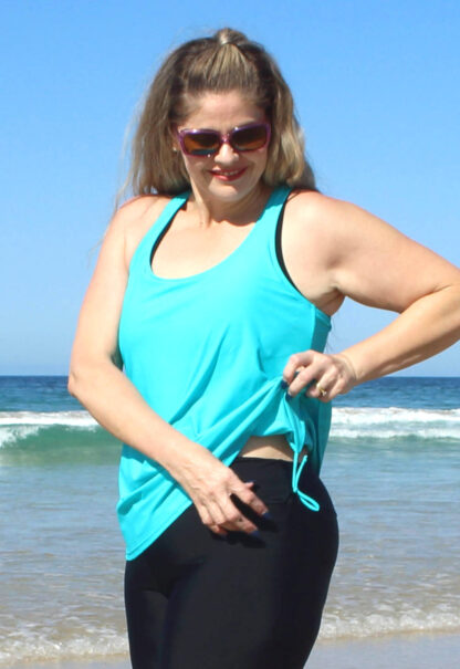 Plus Size Loose Tankini Top fastens to swim pants No Ride Lift Up