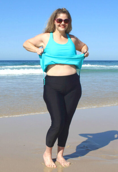 Plus Size Tankini Top and swim pants attaches to no float up