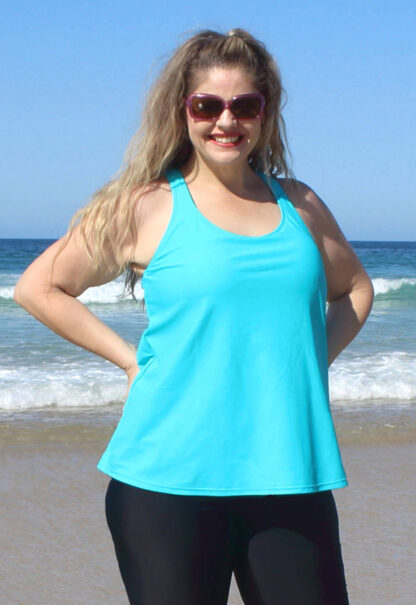 Plus Size Tankini Top with Built In Shelf Bra and Racer Back Loose Fitting