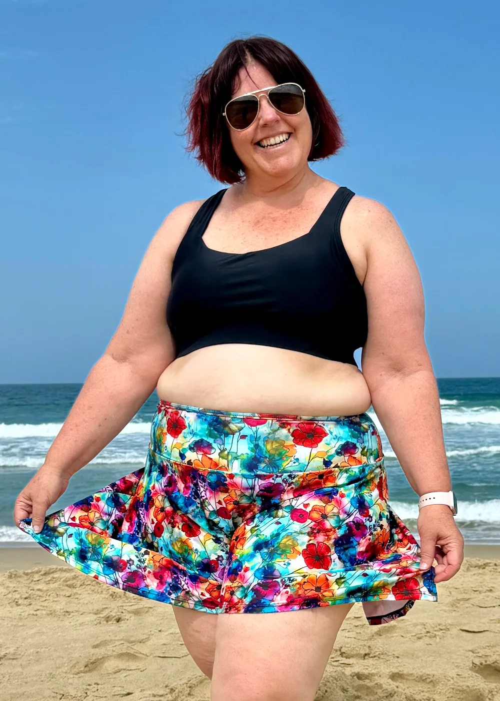 Plus Size swim skort full flare
