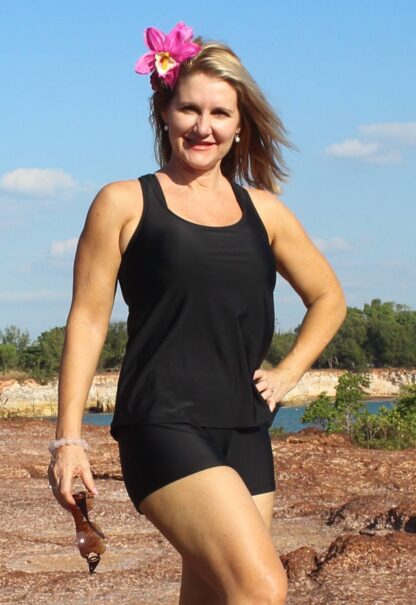 Tankini Top and shorts swim set black