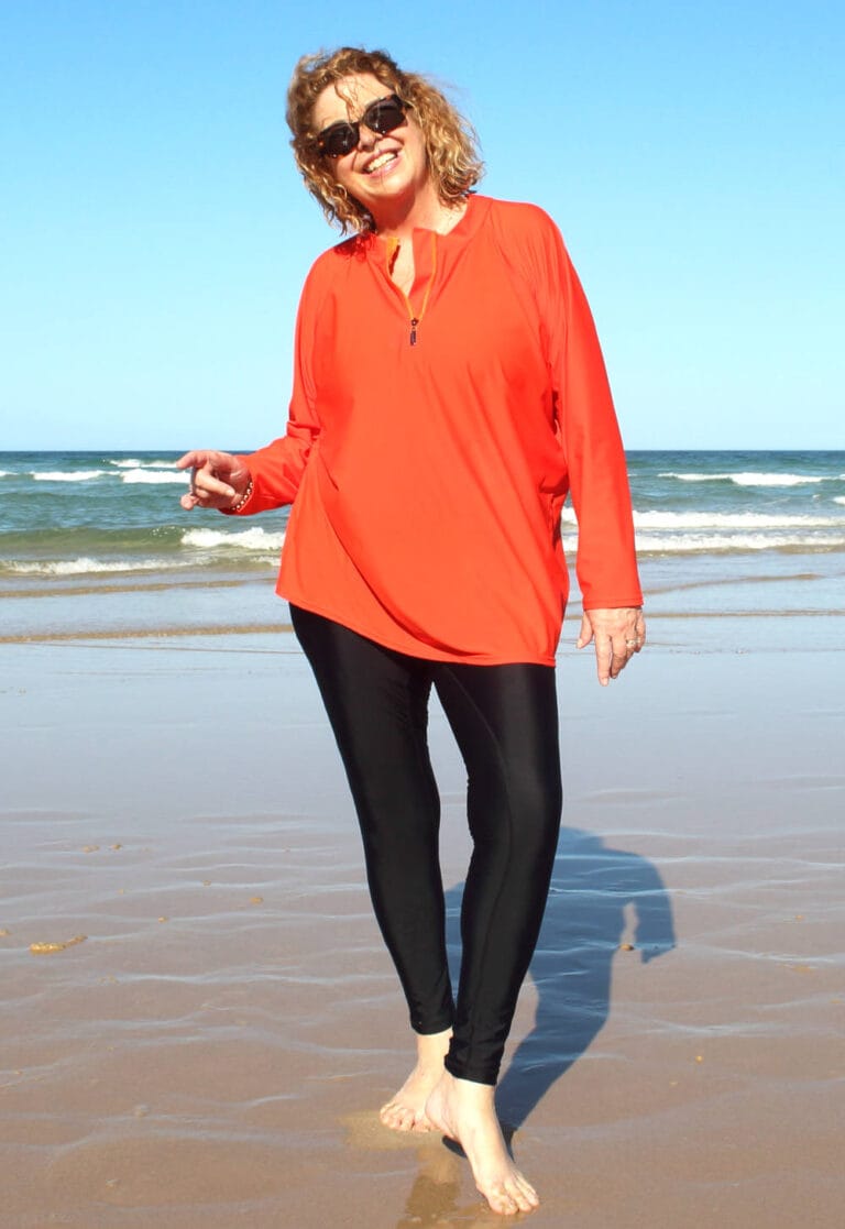Plus Size Baggy Long Sleeve Rashie Orange | oceanroadswimwear