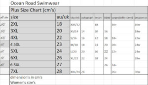 comparison plus size chart