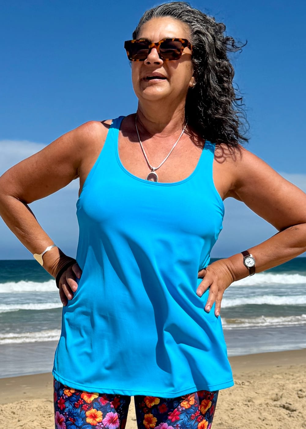 Loose waisted tankini Blue Aqua - TANI