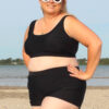 plus size boyleg swim short and crop top bikini set