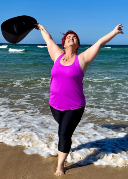 plus size tankini violet pink with racer back