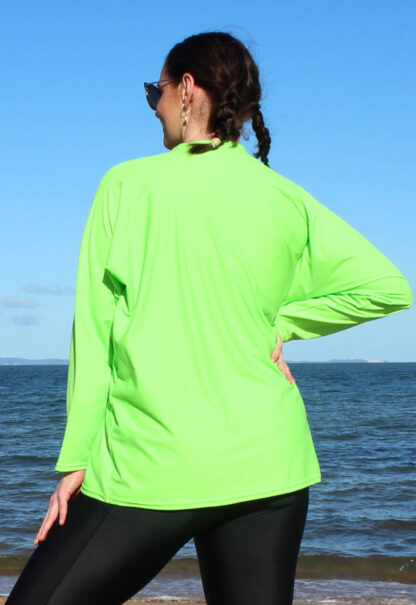 womens plus size lime green swim shirts long sleeve baggy