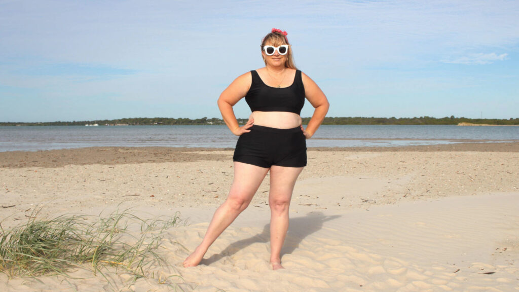 curvy girl in two piece swimsuit ocean road swimwear - meet the models