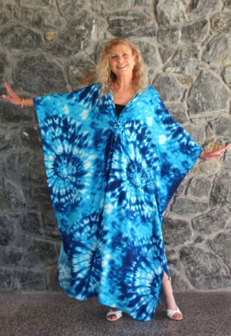 beach dress summer cover up womens tie dye blue