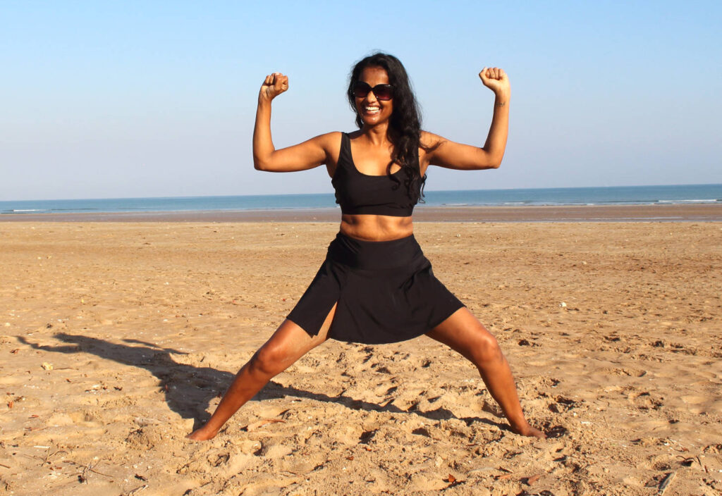 brave strong woman on beach BANNER_1266M