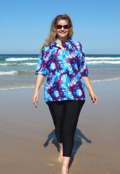 buy colourful sun protection plus size swim shirts for women