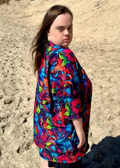 plus size womens floral print baggy rashie sun top