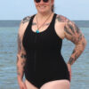 plus size bathing suit with front zipper