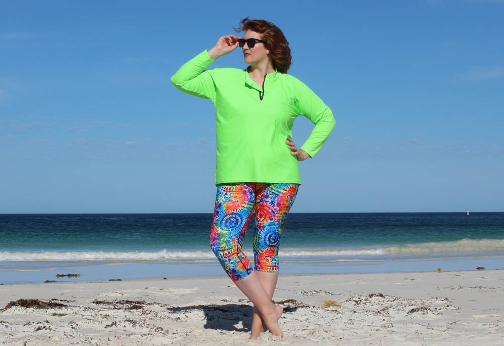 colourful swimwear sun safe australian rashies and swim leggings for plus size women perth Banner